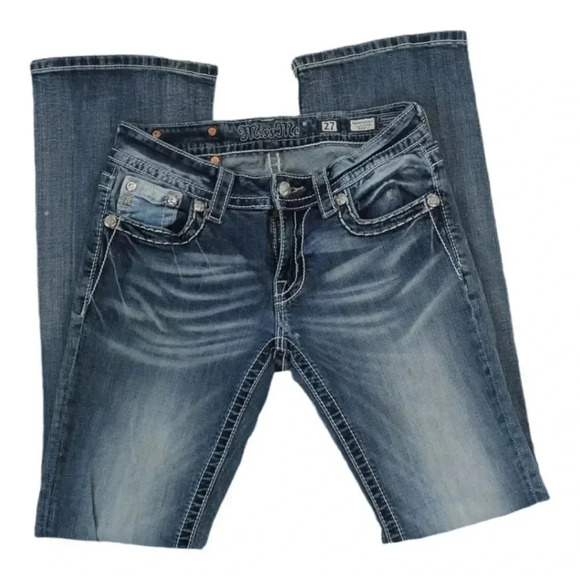 Miss me white stitch signature boot cut bling bootie jeans size 27 - Picture 1 of 11